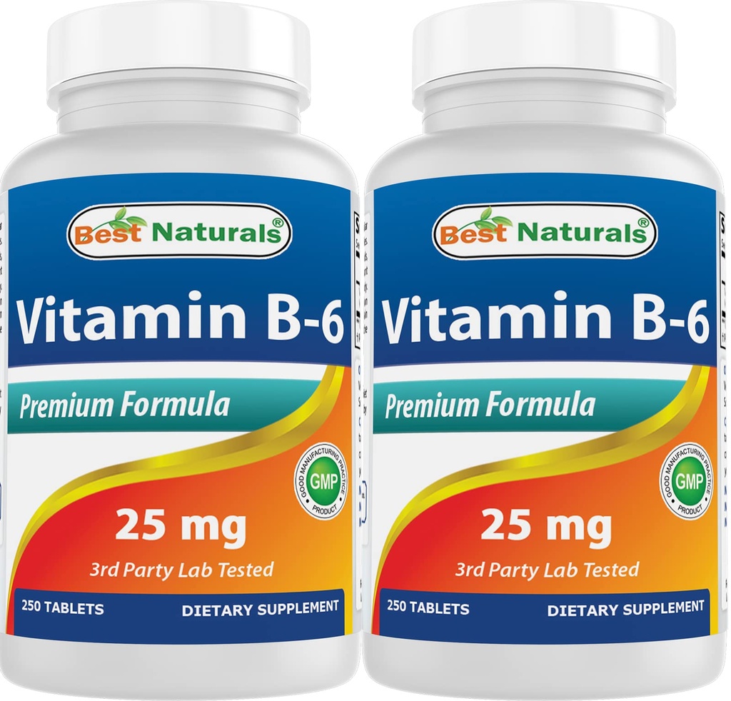 Best Naturals ויטמין B6 25 מ"ג 250 טבליות (250 Count)