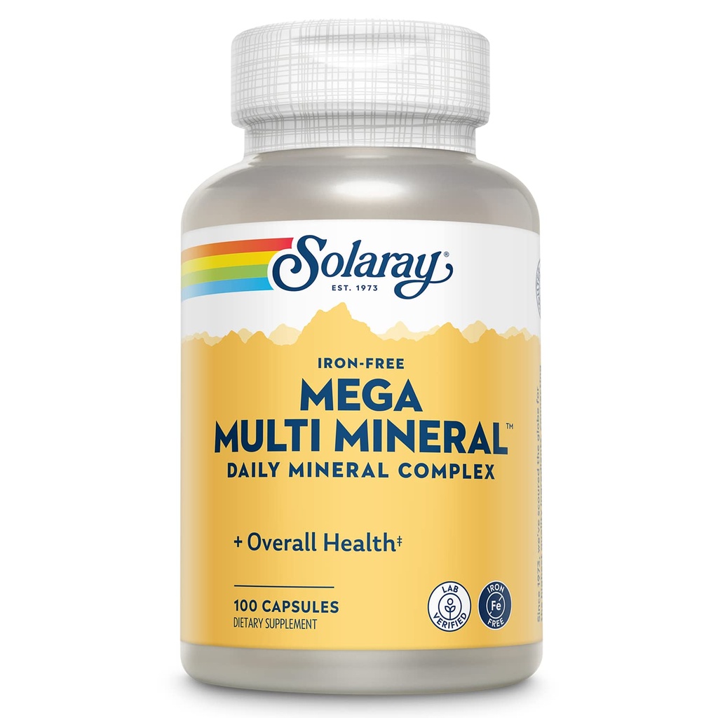 SOLAרי Mega Multi מינרלים, Iron Free - Daily מינרלים תוספת W/Trace מינרלים, Electrolytes, Calcium, Magnesium, Zinc, Selenium - אנרגיה סלולרית, Immune Support, 60 ימים ערבות, 25 משרתת  משרת, 25 משרתת, Magnesium