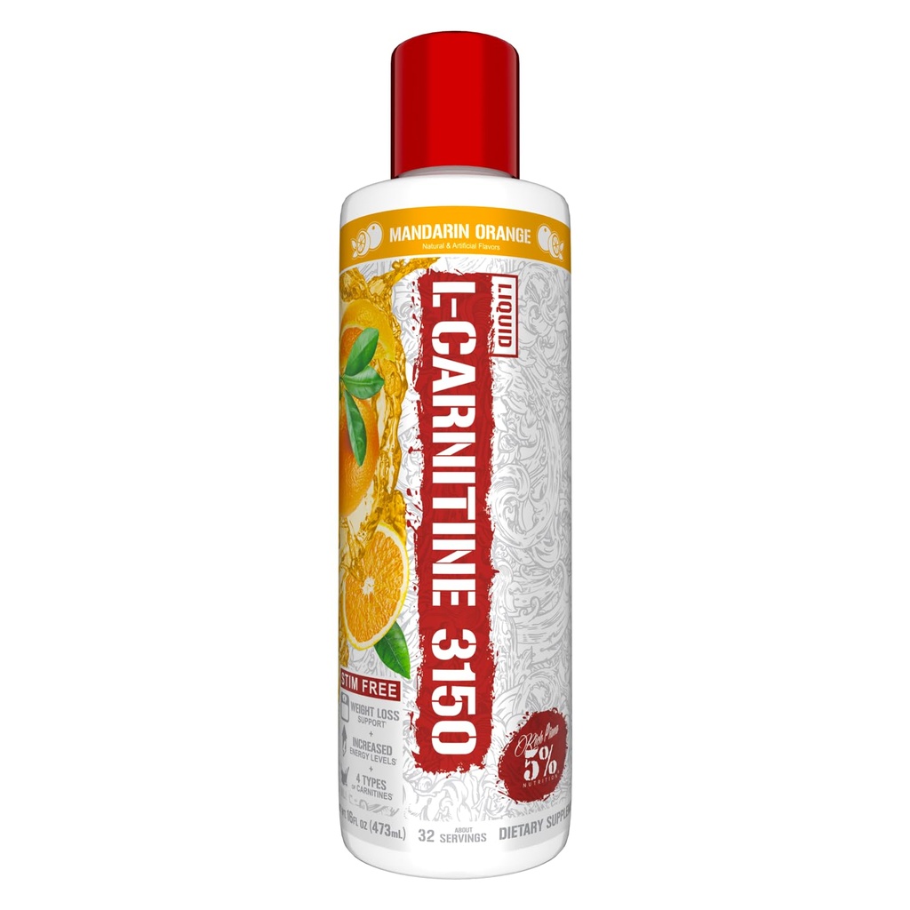 5% תזונה עשירה Piana נוזל L-Carnitine 3150 | Premium 4 Source Band + GBB, Super Carnitine (Mandarin Orange)