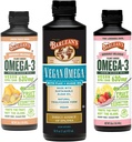 אומגה 3 של Barlean's Vegan אומגה 3 Algae Oil נוזל תוספת Bundle, כולל Flaxseed ו Algae שמן תערובת, ג'ינג'ר Peach, ורוד Lemonade Flavors, EPA ו DHA Fat Acids