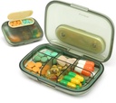 Toplive 6 השוואתיות Small Pill Case Travel Pill מארגנת תרופות Pocket Travel Case Portable Small Piller עם מגנטי Light-Proof Mini Pill Box, Green Green