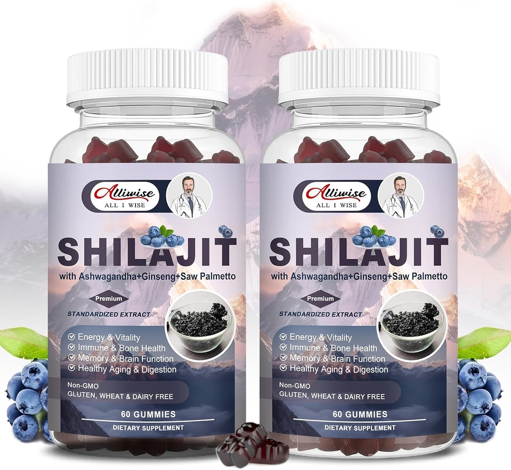 חניכיים Shilajit לגברים ונשים, Shilajit Pure ההימלאיה המקורי Multi-Supplement, Shilajit Ashwagandha & High in Trace מינרליםs & Fulvic Acid for Energy, Power & Immunity, 60 משרת 60.