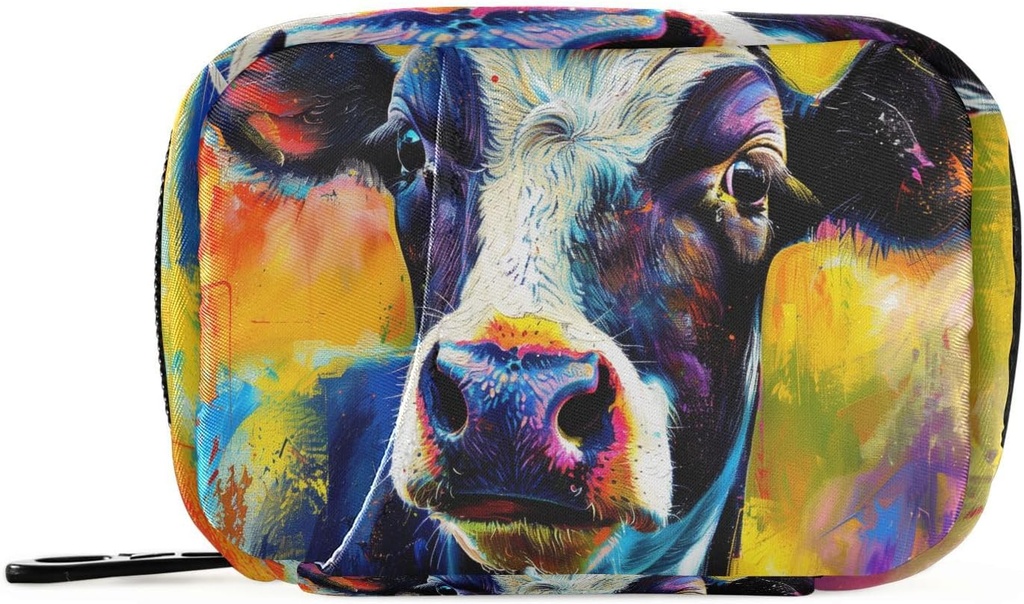 Pill Box Fun Cow 7 Day Pill Case Travel Pill Productionser Bag with Zipper Portable Weekly תוסף ל-Holder Pouch Bag