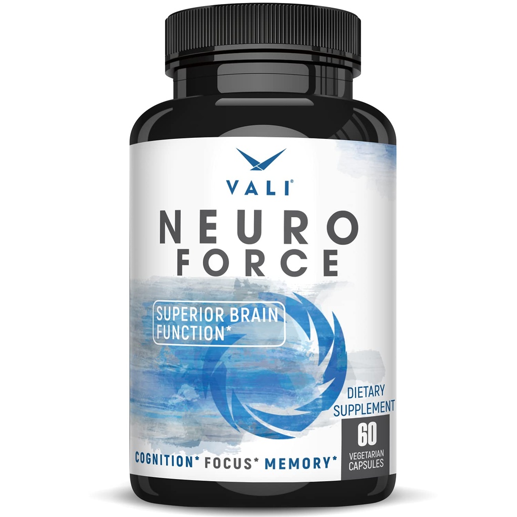 VALI Neuro Force Brain Booster תוסף עבור Focus, זיכרון, קלרנס ואנרגיה. תוספת כוח nootropic קוגניטיבית תמיכה עבור ביצועים נפשיים. עם קפאין טבעי. 60 קפסולות Veggie