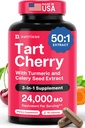 3 ב 1 Tart Cherry לחלץ קפסולות עם Turmeric & Celery Seed עבור רגליים ותמיכה משותפת Uric Acid Flush ניקויse & Purge Pills, 60 קפסולות Veggie Manufactured בארה"ב