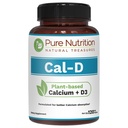 Pure Nutrition Cal D - Plant Based Calcium עם VIT D3 K2 & Magnesium | 120 Tabs | 500 מ"ג טבעוני Calcium ל- Algae Calcium תוסף לבריאות העצם