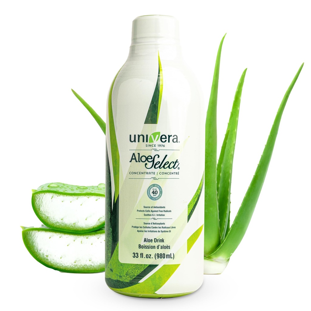 Univera Aloe Vera Juice, Preminum Organic Aloe Vera, 10% Polysaccharide Retention, Enzymes for Gut Health, Immune Support & Gut Health, Aloe Flavor - 30 ימים אספקה (33 floz)