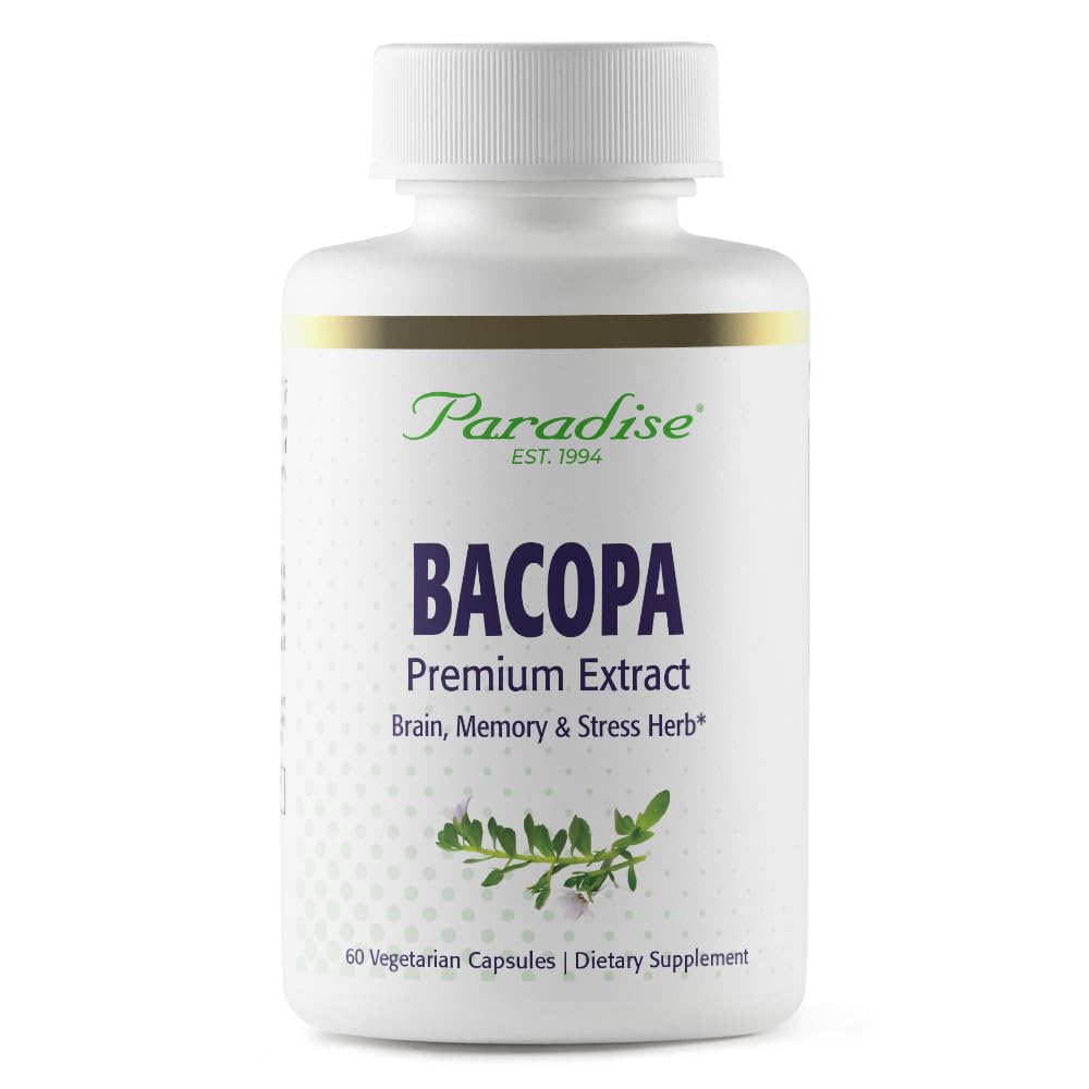 Paradise Herbs Bacopa Extract, טבעוני, non-GMO, Gluten Free, 60 קפסולות