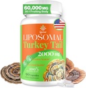 Liposomal טורקיה Tail Mushroom קפסולות, High Absorption אורגני טורקיה Tail Mushroom 2000MG: 30:1 פרי הגוף; תוספת לבריאות העיכול, אנרגיה ותמיכה הון, non-GMO -90 קפסולות