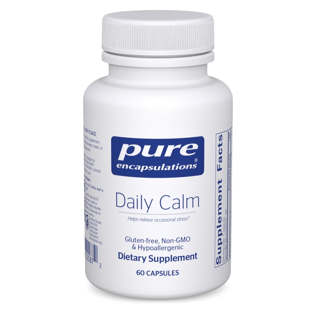 Pure Encapsulations Daily Calm - גידול טבעוני ותמיכה בשינה - מכיל Ashwagandha, Saffron, GABA & L-theanine - non-GMO, Soy-Free & Gluten-Free - 60 קפסולות