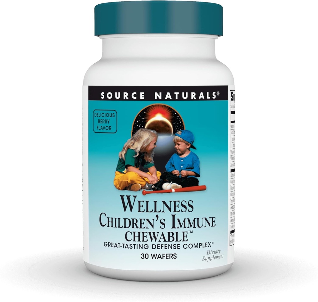 מקור Naturals Wellness Children's Immune Chewable, Great-Tasting Defense Complex, Raspberry Flavored