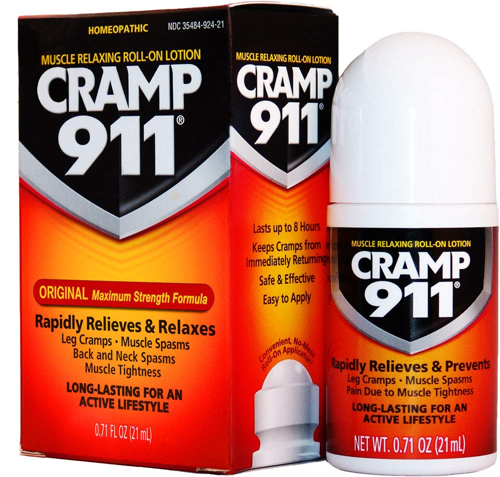 Cramp 911 Muscle Relaxer Pain Relief Cream for Muscle Cramp Relief and Sore Muscles. Used for Muscle Cramp Relief and Muscle Pain Relief of All Kinds, Roll-on Lotion 0.71 oz 21 ml