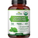 Zazzee Organic Gymnema Silvestre 25:1 לחלץ, 7500 מ"ג כוח, 25% התעמלות Acid, 120 קפסולות טבעוניות, 4 חודשים אספקה, סטנדרטית ומועבר 25X לחלץ, All-Natural ולא GMO.