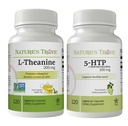 Nature's Trove L-theanine 200 מ"ג 120 קפסולות צמחוניות ו-5HTP 100 מ"ג 120 קפסולות צמחוניות - Calm & Healthy Mood Stack