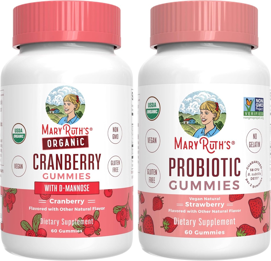 MaryRuth Organic Cranberry & Probiotics (Strawberry) | USDA אורגני, פרויקט תווית נקייה מאומת ® | ויטמינים עבור Urinary Tract & Gut Health