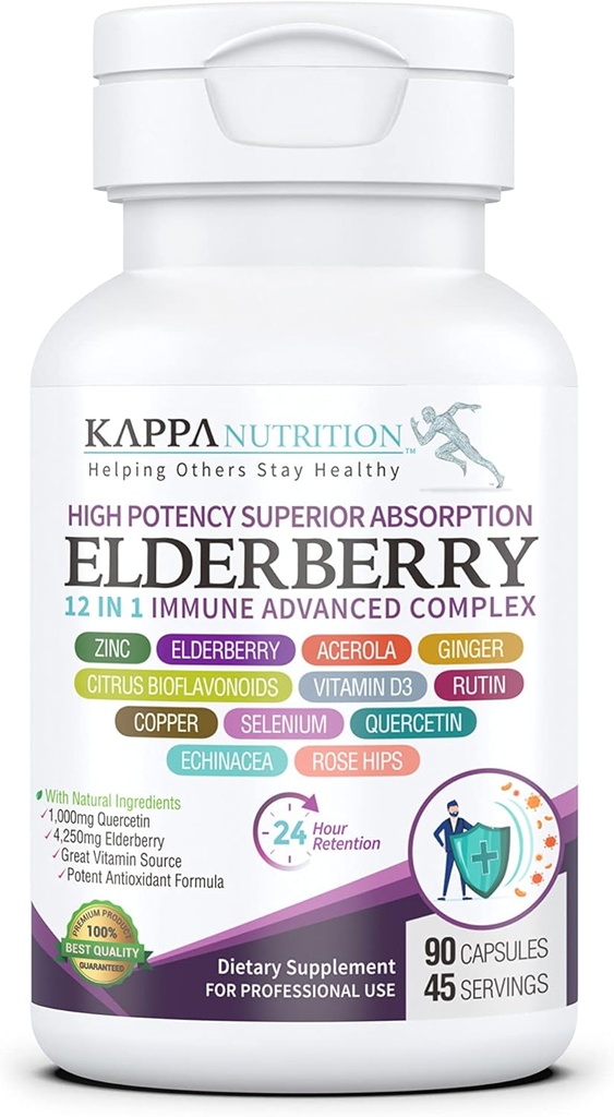 KAPPA NUTRITION Elderberry / 12 במתחם מתקדם אחד (90 קפסולות).