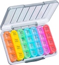 Daviky Weekly Pill מארגנת 4 פעמים ביום, Moisture-Proof Pill Box 7 Day, Daily Pill Case Medicine מארגנת Box Easy כדי לשאת, Travel Pill מארגנת עם 28 השוואתיות כדי להחזיק ויטמינים ומדידס