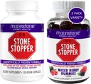 Moonstone Kidney Stone Stopper כמוסות וחניכיים, Outperforms Chanca Piedra Stone Breaker & Kidney Support Supplements, שפותח על ידי אורולוגים כדי למנוע קידני סטונס, ברי (Variety 2 Pack)
