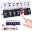 חבילת HRX גלולות מארגנת 2 פעמים ביום, Easy Fill & Open Weekly Medicine Box Cases for 7 Day AM PM