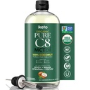 Keppi Keto Organic MCT Oil - Flavorless C8, Non-GMO, Certified Gluten-Free, Palm Oil Free, Vegan, Kosher, Halal, 32 oz Coconut Oil