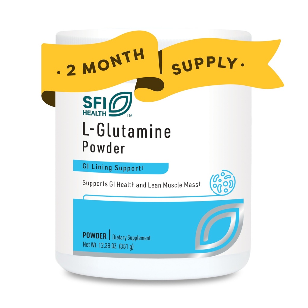 Klaire Labs SFI Health L Glutamine אבקת - 5000 מ"ג חינם-Form & Hypoallergenic Amino Acid - תמיכה שריר התאוששות, תמיכה כספית ו- GI בריאות - non Milk & Gluten חינם (351 G / 60 משרתות)