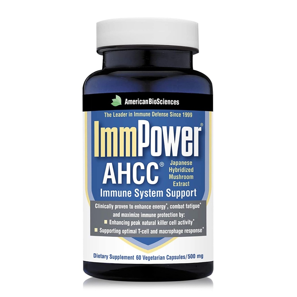 BioSciences ImmPower AHCC Herbal Mushroom, 500 מ"ג עבור תמיכה Immune, שומר על פעילות טבעית של תאים, Pack של 1, 60 קפסולות Veggie