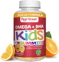הרגישו בויטמין גדול Co. Complete DHA חניכיים לילדים עם אומגה 3 6 9 + DHA, ויטמין C | תומך בתפקוד המוח הבריא, חזון ובריאות הלב | Gluten Free, Vegetarian | 60 חניכיים