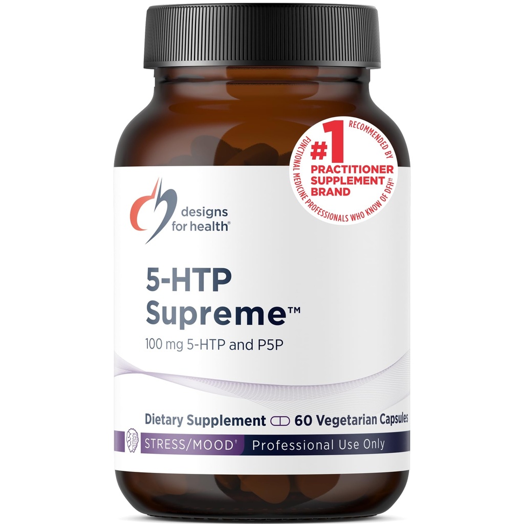 עיצובים לבריאות 5-HTP 100 מ"ג עם ויטמין B6 (P-5-P) - תוספי 100 מ"ג העליון של 5HTP - Serotonin Precursors כדי לעזור תמיכה בריאות Mood + Appetite (60 קפסולות)