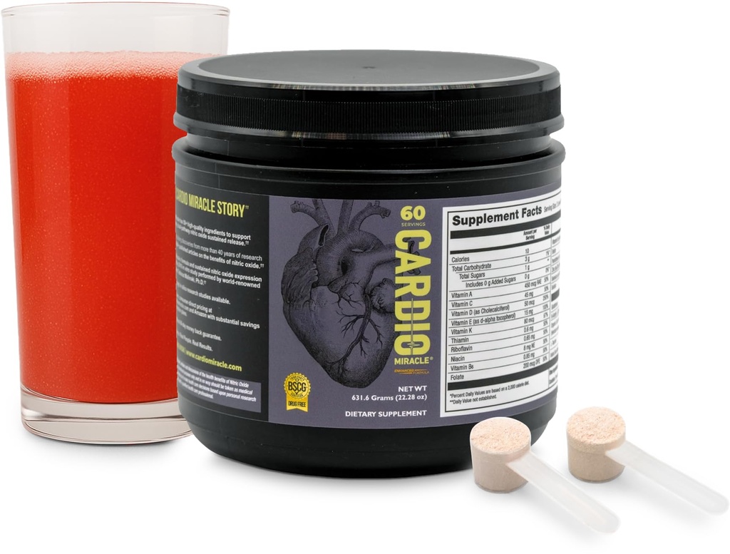 Cardio Miracle Nitric Oxide Supplement 60 Servings - Beet Root Powder with L-Arginine to Support Circulation, Blood Flow, Energy, Endurance, Stamina & Heart Health for Men and Women