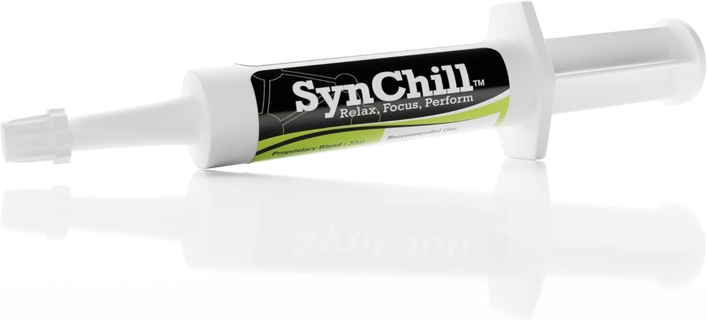 SynChill Oral Horse Calming Gel, 100% טבעי ותזונה, תוצאות מעבדה פרובנס, המיועד להתמקד וביצוע, שאושר על ידי אנשי מקצוע אולימפיים & וטרינרים, המיוצר בארה"ב - 1 Pack
