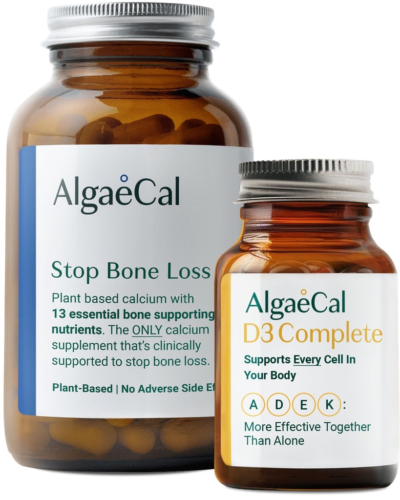 ALGAECAL Bundle - ויטמין D3 שלם (1000 IU) + K2, VIT E, VIT A Basic Plant-based Calcium עבור תמיכה העצם