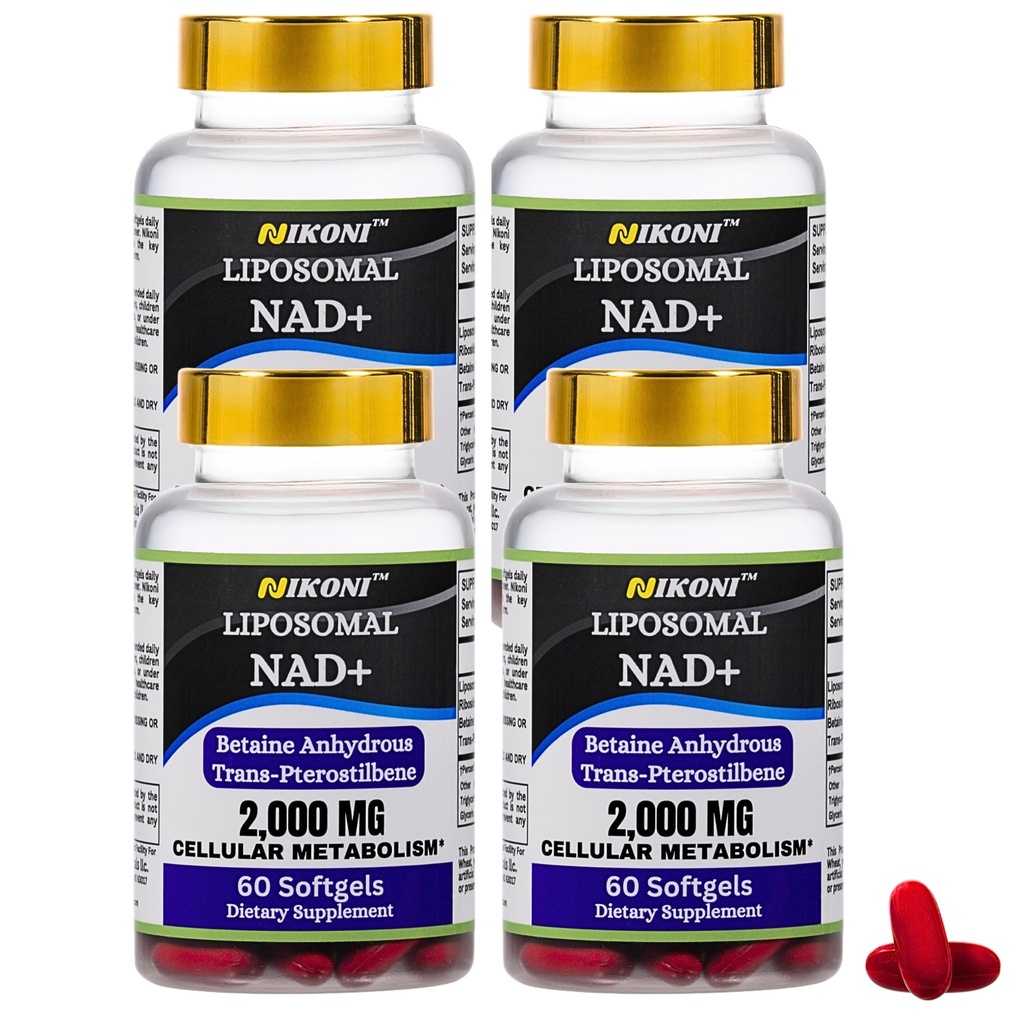 Nikoni Liposomal NAD+ 2000 mg with TMG and Pterostilbene, Supports Healthy Aging-240 Softgels