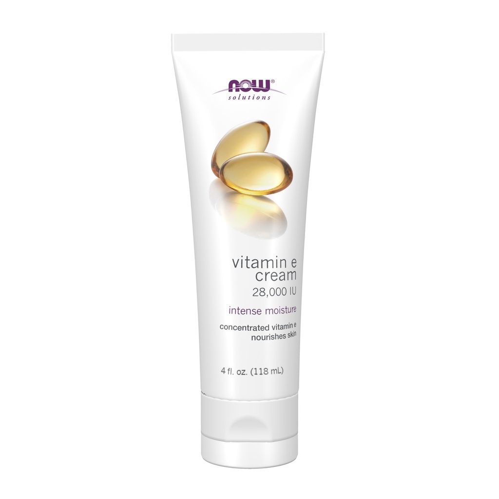 NOW Foods Solutions, Vitamin E Cream 28,000 IU, Intense Moisture, Concentrated Vitamin E, 4-Ounce