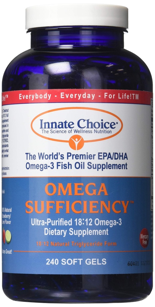 קפסולות שמן דגים, אומגה Sufficiency על ידי Innate Choice, Strawberry Lime 240 קפסולות