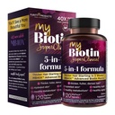 מוצרים MyBiotin SuperClinical New 5-in-1 Elite Multivitamin + MB40X Biotin Matrix Multi - Thicker Hair החל ב 3 שבועות - 40X More Soluble לעומת רגיל שיער חולני - 120 טבליות