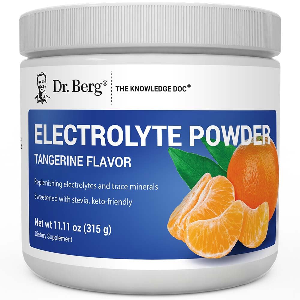 Dr. Berg Zero Sugar hydrotion Keto Electrolyte אבקת - משופרת w / 1000 מ"ג של Potassium & Real Pink ההימלאיה סוליקאי (NOT Table Salt) - Tangerine Flavor hydrotion drink Mix - 50 משרתים