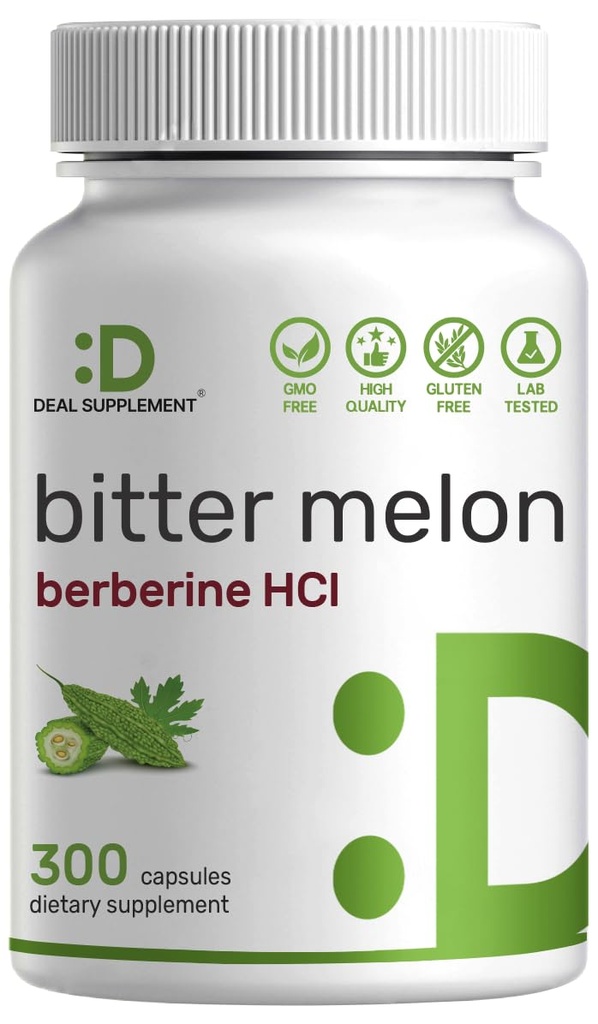 Bitter Melon עם Berberine תוספת של 15,000 מ"ג Per המשרת, 300 קפסולות | 15:1 Wild Bitter Melon פירות לחלץ & Berberine HCL | צד שלישי נבדק | Plant Based, non-GMO