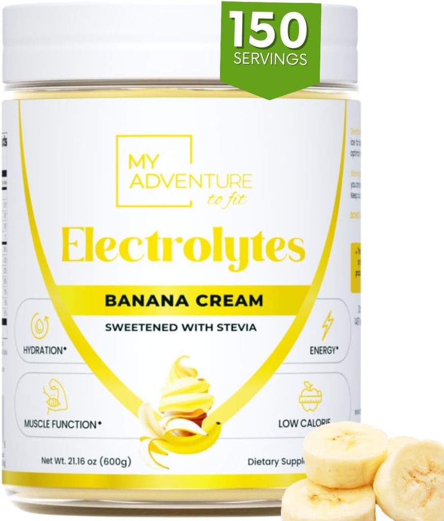 Zero Sugar - בננה Cream Electrolytes אבקת - דלה מדוקדקת - Caffeine Free Energy with All Natural Ingredients - טבעוני Keto & Paleo - סוכר ללא אלקטרוליט משקאות Mix - 150 משרתים