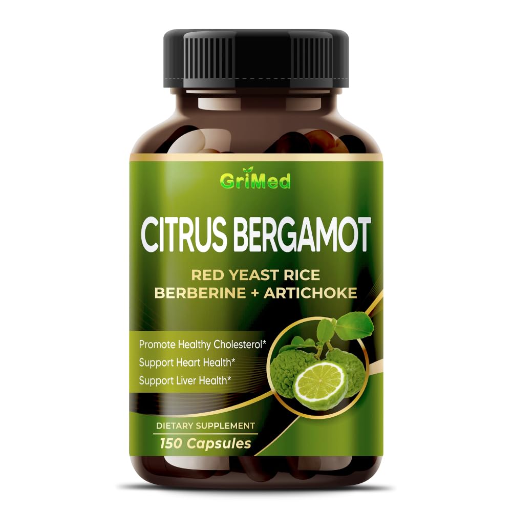 Citrus Bergamot 50:1 לחלץ 20,400 מ"ג עם Red Yeast Rice, Garlic, Artichoke for Healthy Cholesterol, Heart Health - Made in the USA (150 Count)