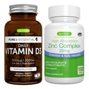 ויטמין D3 + Zinc Complex Vegetarian Bundle, 365 2000io ויטמין D3 Tablet + 25 מ"ג Chelated Zinc Picolinate & Bisglycinate עם Copper, על ידי Igennusss