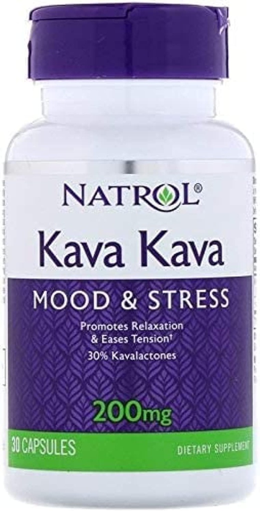 Natrol Kava קפסולת, 200 Mg - 30 לחבילה - 3 חבילות למקרה.