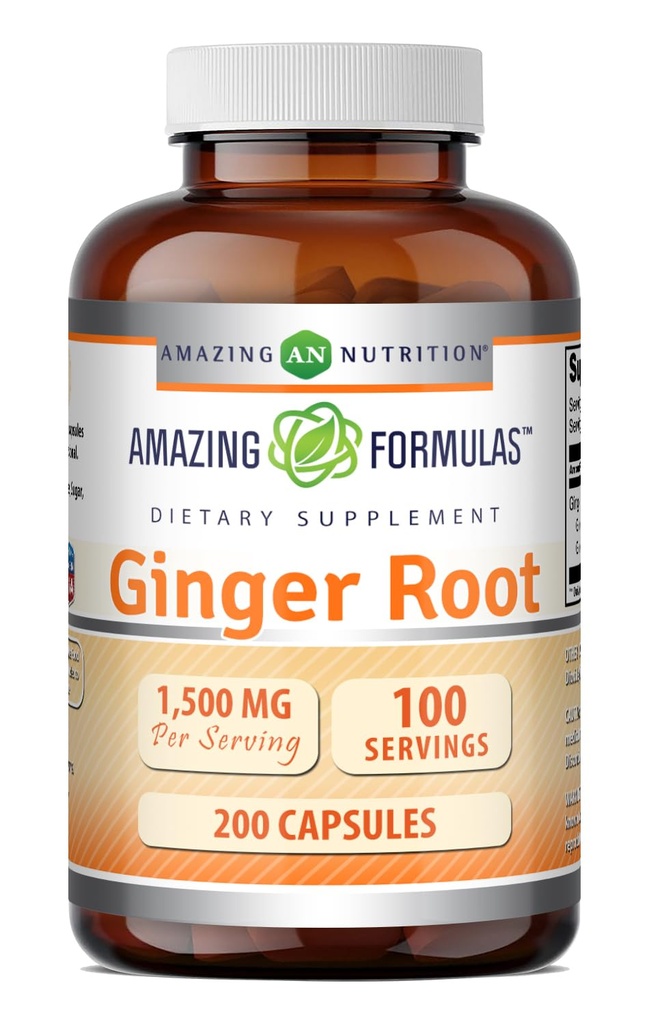 פורמולה מדהימה ג'ינג'ר Root 4:1 | 1500 Mg Per Serve | 200 קפסולות תוסף | Non-GMO | Gluten Free | Made in USA