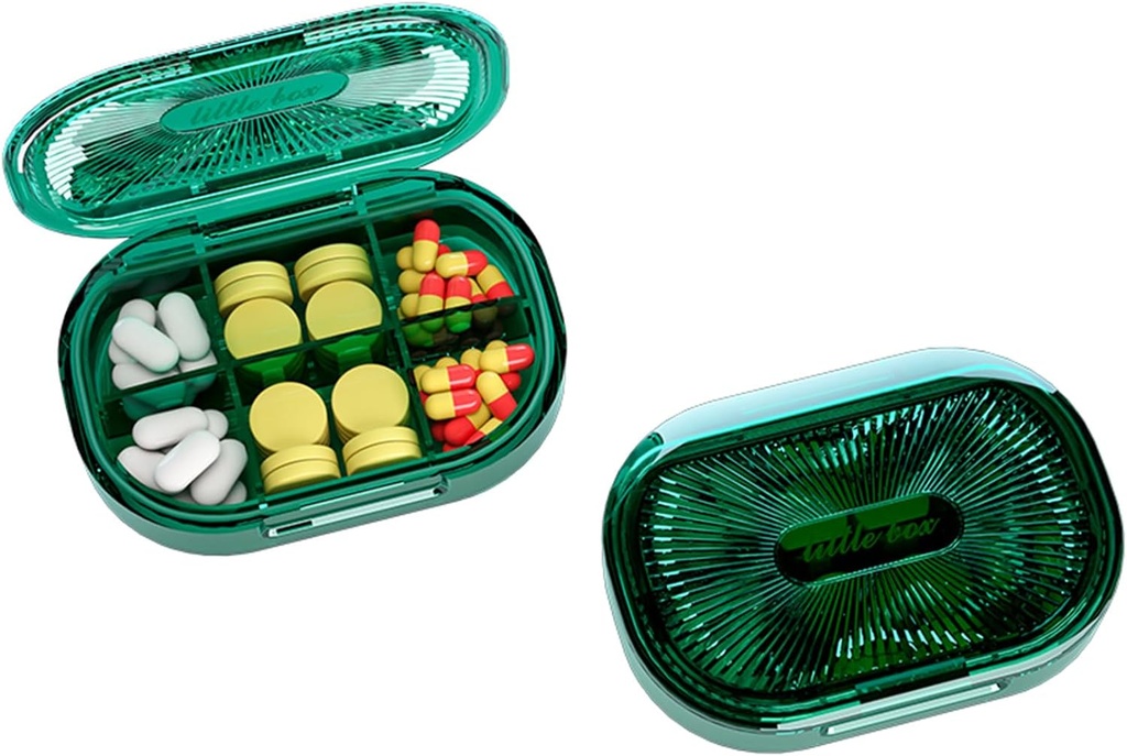 Small Pill Box, Moisture Proof Pill Case, Travel Pill Organer for Pocket Purse, Daily Portable Medicine, Fish Oil, תוסף (Green)