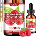 Potassium Magnesium Citrate תוסף, מגנזיום נוזלי Citrate טיפות 500 מ"ג עם Ashwagandha, Calcium, Zinc, ויטמין D3, B6, B12, CoQ10 - 2 oz Raspberry Flavor