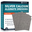 Ag Silver Calcium Alginate Wound Dressing Pads 3' x 3' (Pack of 10), Soft Highly Absorbent Silver Dressing, non-Adhesive Dressing for Wound Care, soless Removal Gauze Pads for Wounds