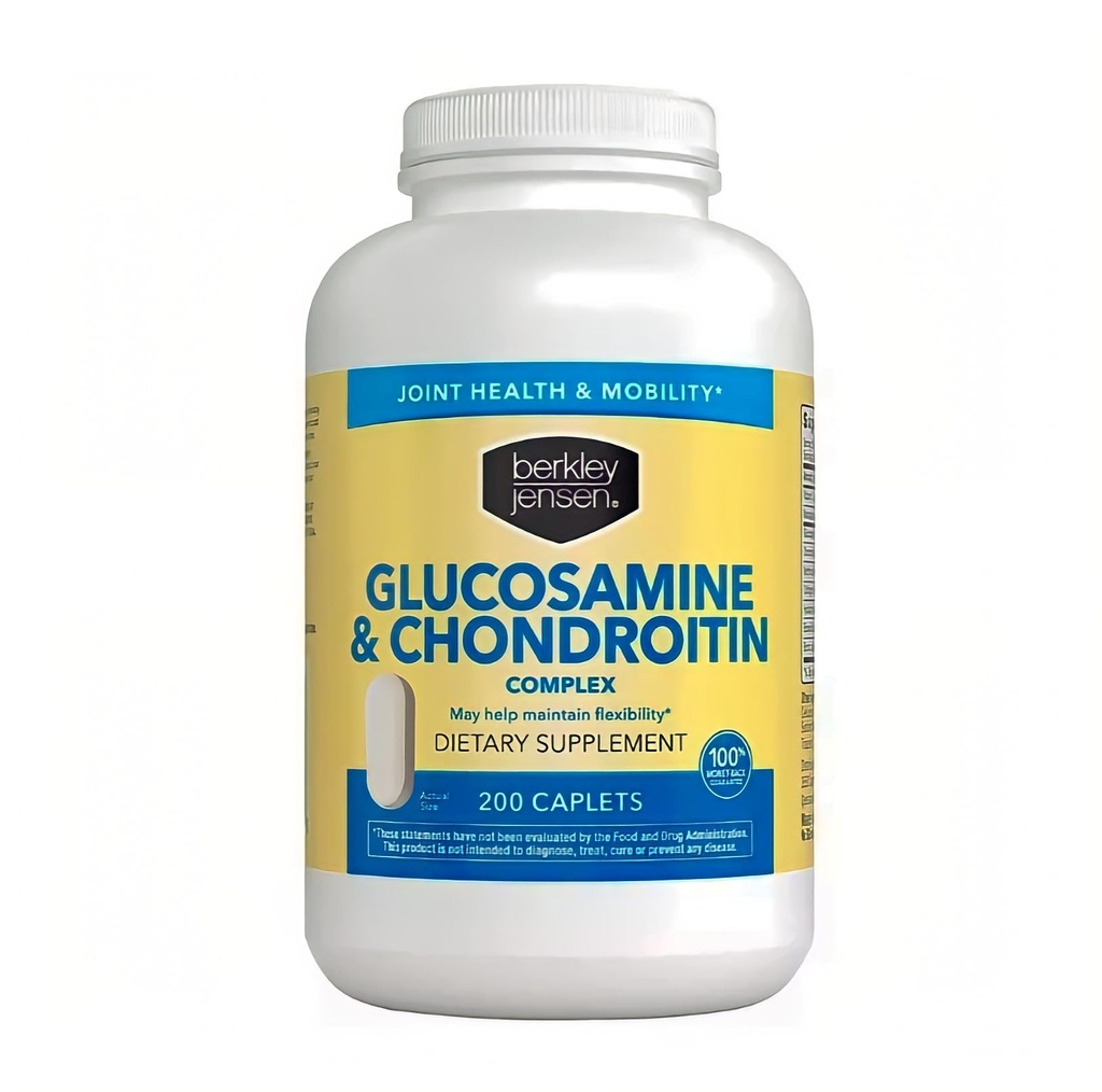 Berkley Jensen Glucosamine Chondroitin MSM Boswellia Complex - תוספת משולשת של דיאטה מתקדמת עבור מפרקים, Ligaments, Tendons, Bones, Connective Tissue Support, 200 קפסולות (Pack of 1)