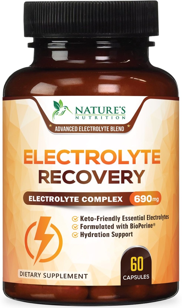 Daily Electrolyte Replenisher Tablets - 9 Essential Electrolytes and Minerals for Hydration Supplement, Salt Tablet for Runners, Vegan, Sugar-Free, Keto-Friendly, Non-GMO - 60 Tablets (60 Servings)