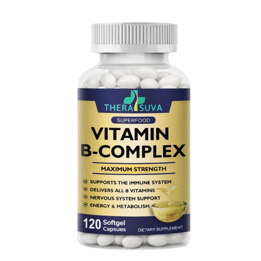 ויטמין B-Complex + CoQ10 + ויטמין C - תוסף כוח מקס לאנרגיה, תמיכה במטבוליזם, 120 Softgels, 60 יום אספקה