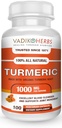 Vadik Herbs אורגני Turmeric Curcumin 1000 מ"ג / (100 vegicaps) | Made in USA | אמון מאז 1971