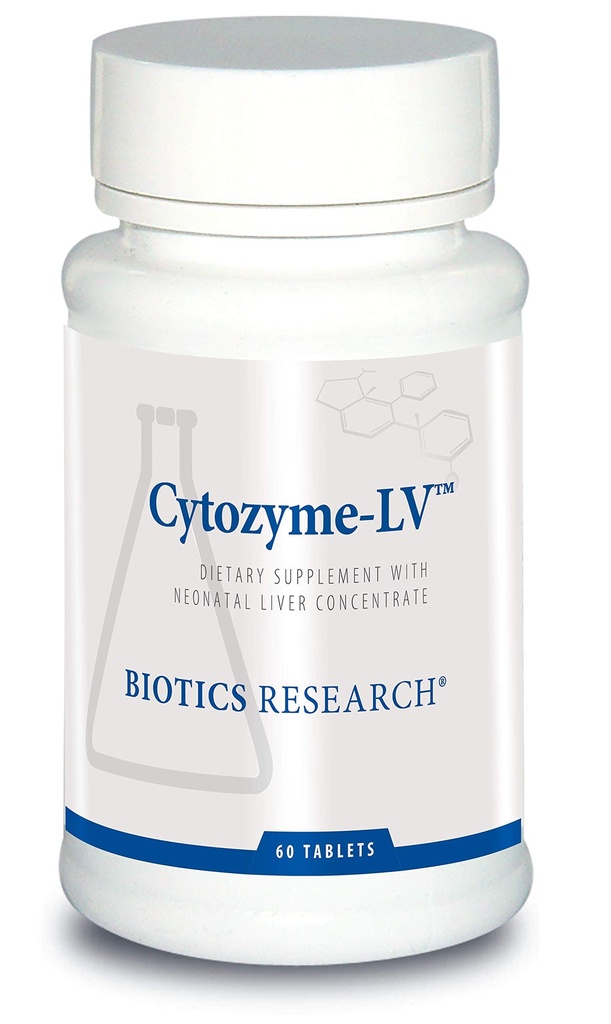 Biotics Research Cytozyme LV Neonatal Liver, תומך בתפקוד Liver בריא ו Serum Albumin, מקור מצוין של ויטמין B ו Iron, SOD, Catalase, Potent Antioxidant 60 טבליות